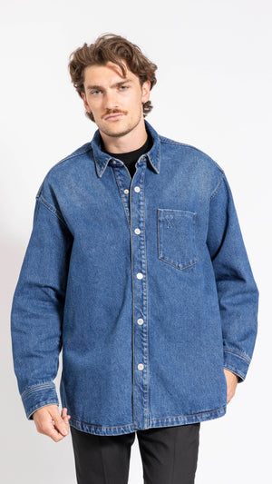 AMI PARIS MID BLUE WASHED OVERSHIRT