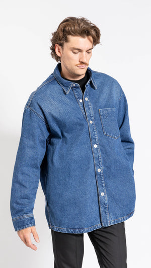 AMI PARIS MID BLUE WASHED OVERSHIRT