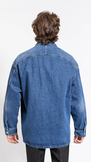 AMI PARIS MID BLUE WASHED OVERSHIRT