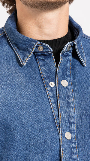 AMI PARIS MID BLUE WASHED OVERSHIRT