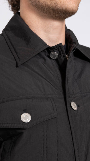 AMI PARIS BLACK NYLON PADDED TRUCKER JACKET