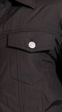 AMI PARIS BLACK NYLON PADDED TRUCKER JACKET