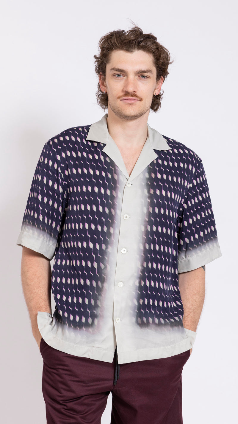 DRIES VAN NOTEN NAVY CASSI PRINT SHIRT