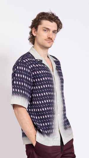 DRIES VAN NOTEN NAVY CASSI PRINT SHIRT