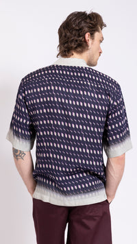 DRIES VAN NOTEN NAVY CASSI PRINT SHIRT