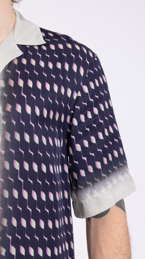 DRIES VAN NOTEN NAVY CASSI PRINT SHIRT