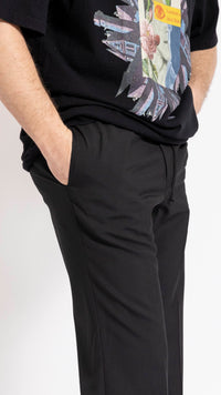 UNDERCOVER BLACK ELASTIC WAIST WIDE PANTS