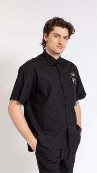 UNDERCOVER BLACK SHORT SLEEVE PATCH DETAIL SHIRT