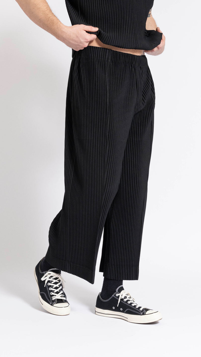 HOMME PLISSÉ ISSEY MIYAKE BLACK WIDE COMPLETE PANTS