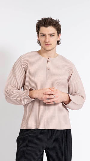 HOMME PLISSÉ ISSEY MIYAKE PINK HENLEY TOP