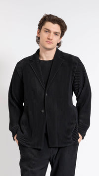 HOMME PLISSÉ ISSEY MIYAKE BLACK BASICS 2 BUTTON JACKET