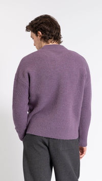 AMI PARIS PURPLE "AMI DE COEUR" CREWNECK SWEATER