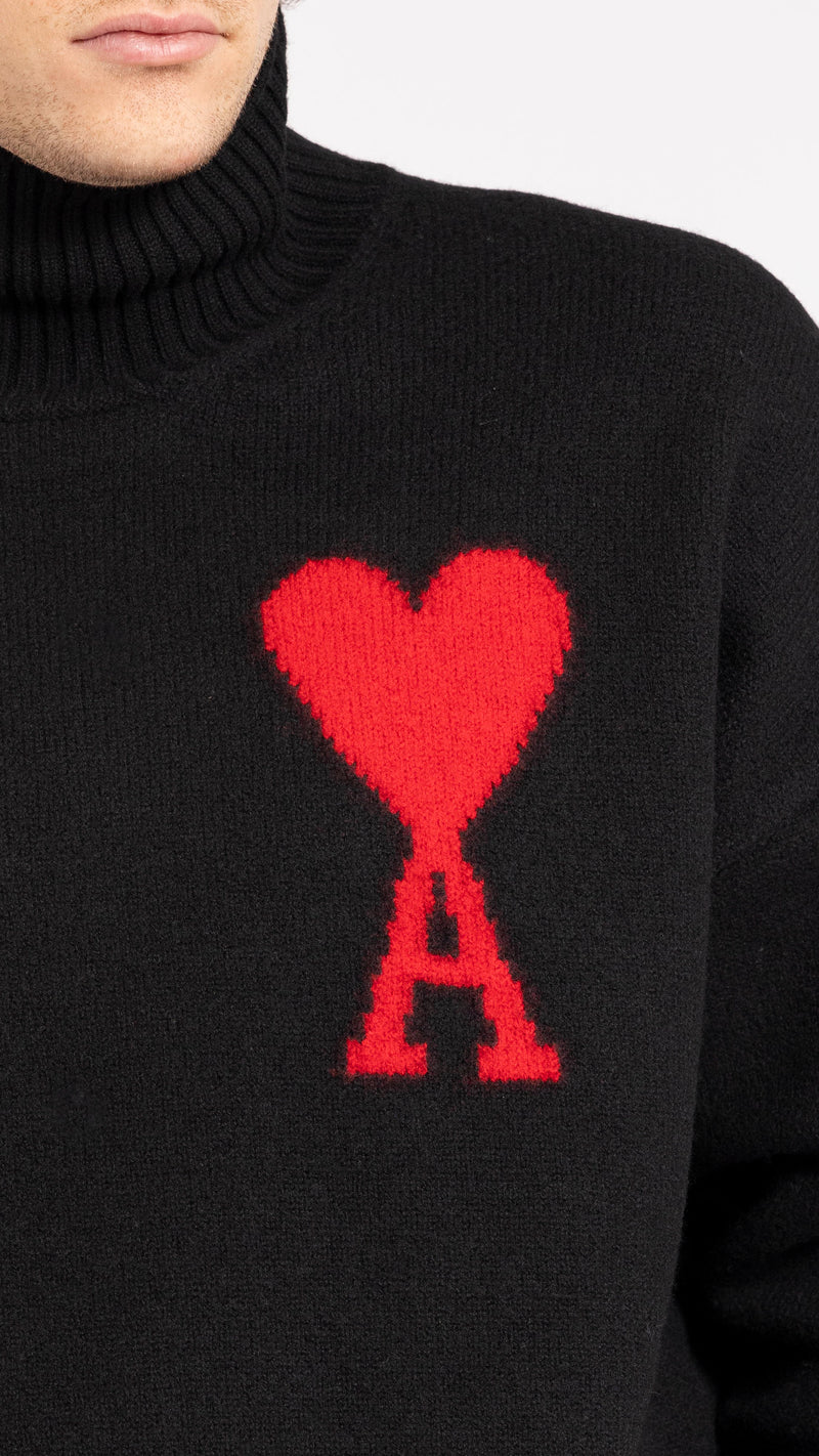 AMI PARIS BLACK "AMI DE COEUR" TURTLENECK