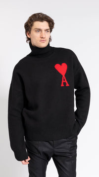 AMI PARIS BLACK "AMI DE COEUR" TURTLENECK