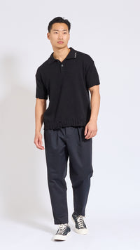 MARNI BLACK COTTON GABERDINE ELASTIC WAIST PANTS