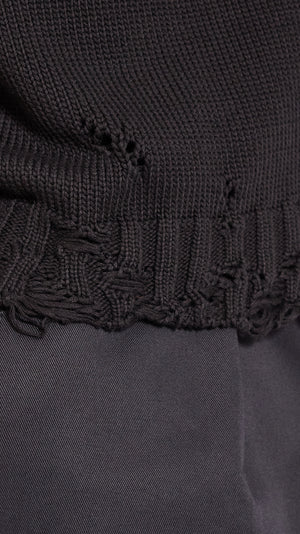 MARNI BLACK TWISTED DECONSTRUCTED POLO SHIRT
