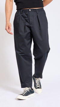MARNI BLACK COTTON GABERDINE ELASTIC WAIST PANTS