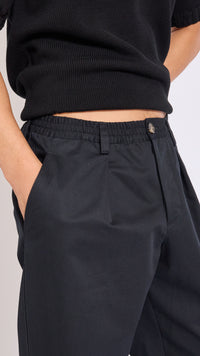 MARNI BLACK COTTON GABERDINE ELASTIC WAIST PANTS