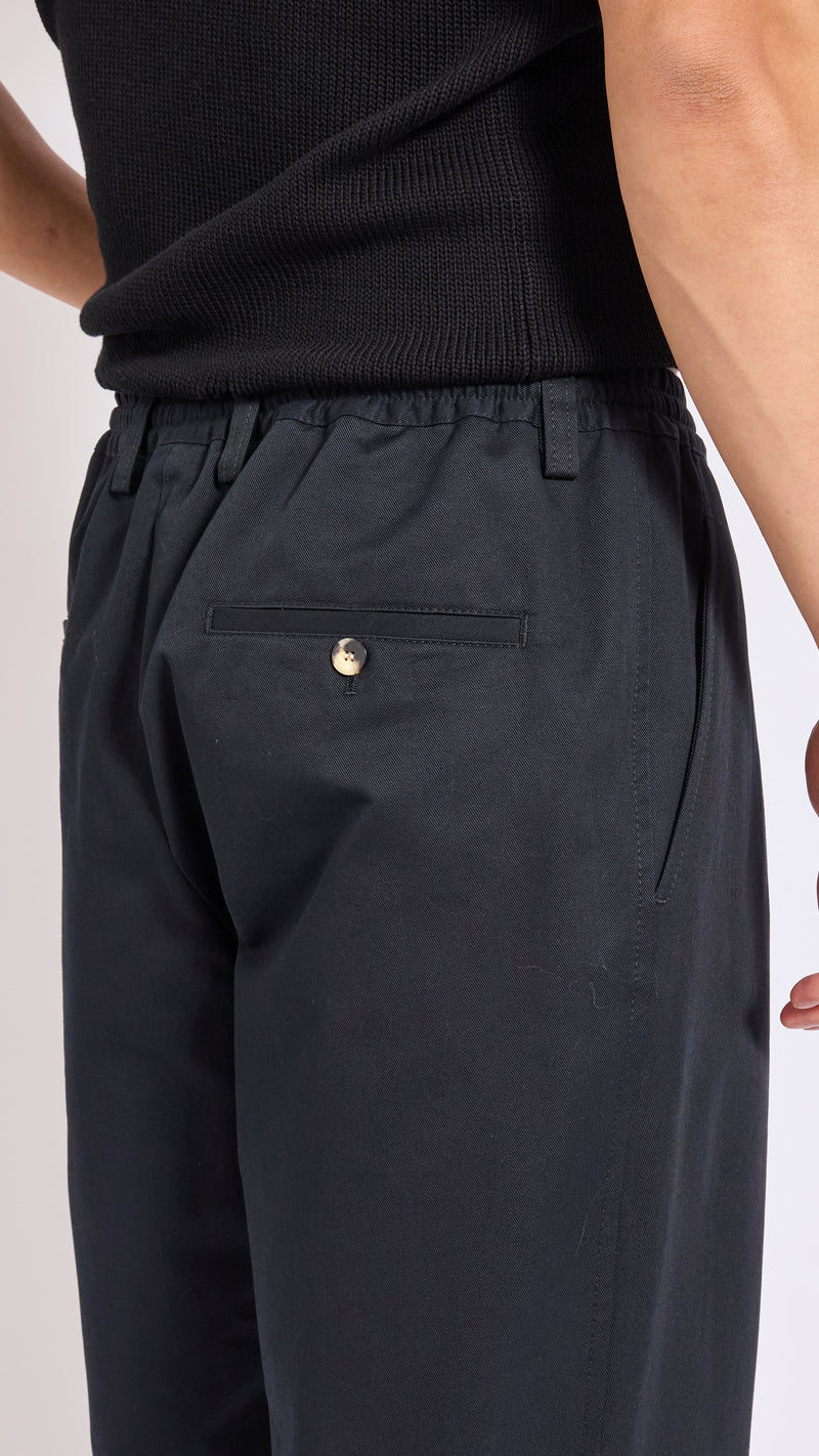 MARNI BLACK COTTON GABERDINE ELASTIC WAIST PANTS