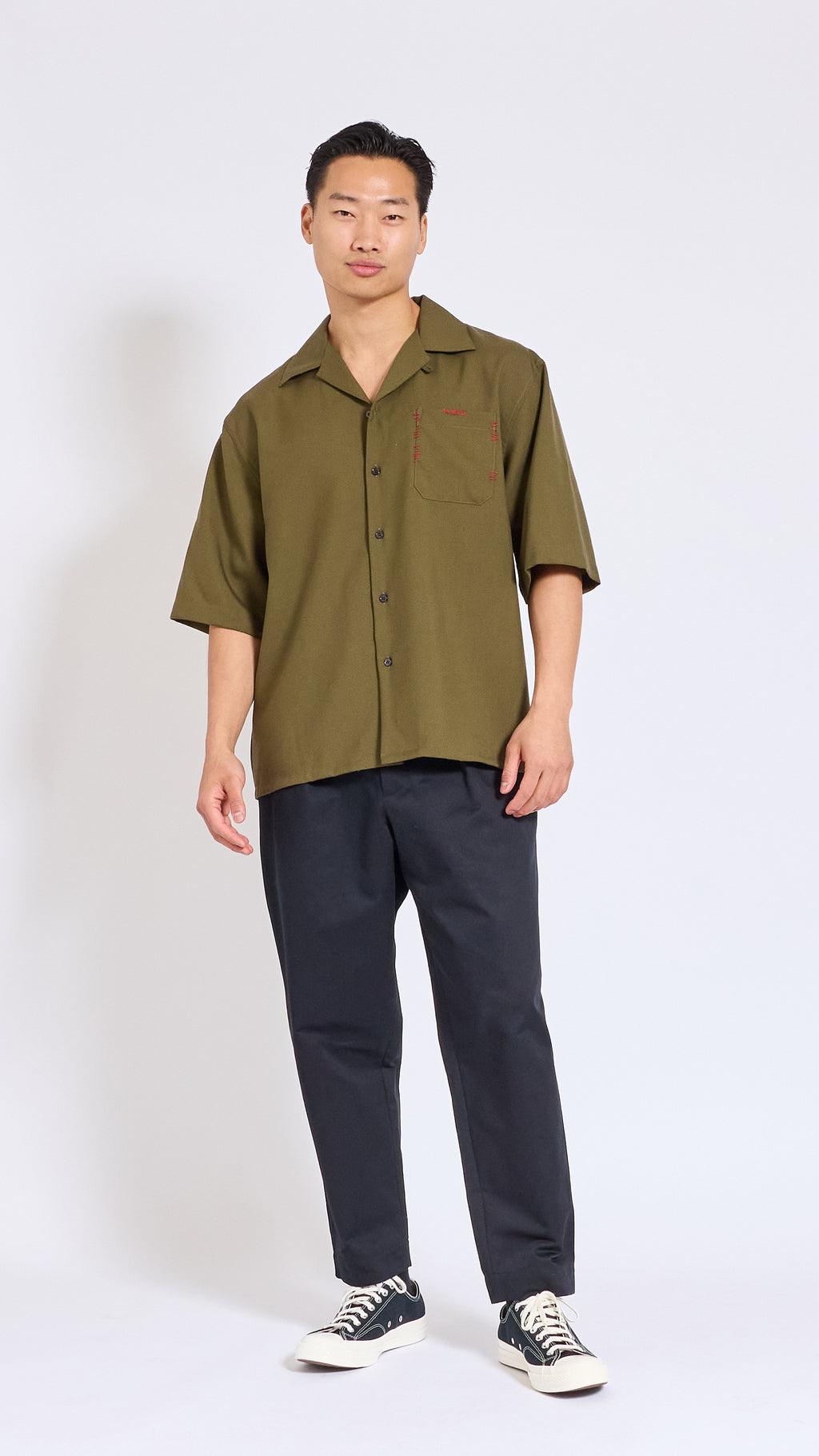 MARNI DEEP SAGE TROPICAL WOOL POCKET SHIRT