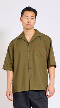 MARNI DEEP SAGE TROPICAL WOOL POCKET SHIRT