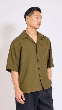 MARNI DEEP SAGE TROPICAL WOOL POCKET SHIRT