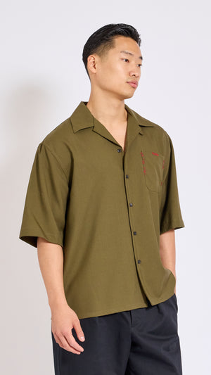 MARNI DEEP SAGE TROPICAL WOOL POCKET SHIRT