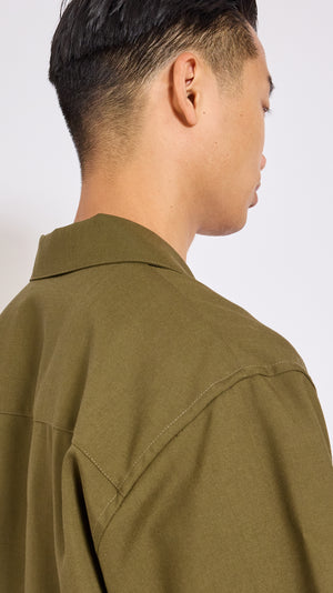 MARNI DEEP SAGE TROPICAL WOOL POCKET SHIRT