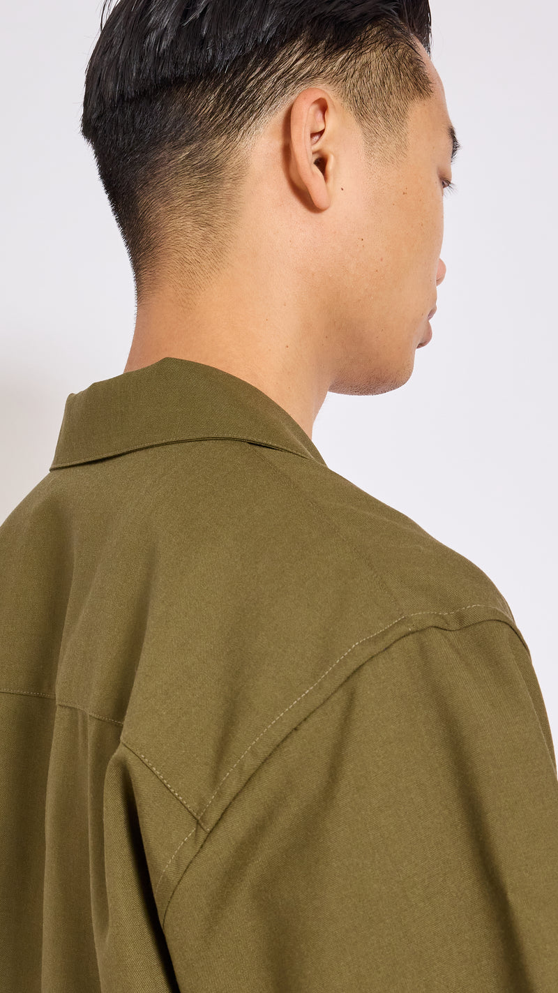 MARNI DEEP SAGE TROPICAL WOOL POCKET SHIRT