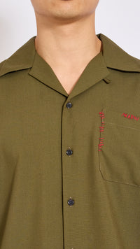 MARNI DEEP SAGE TROPICAL WOOL POCKET SHIRT