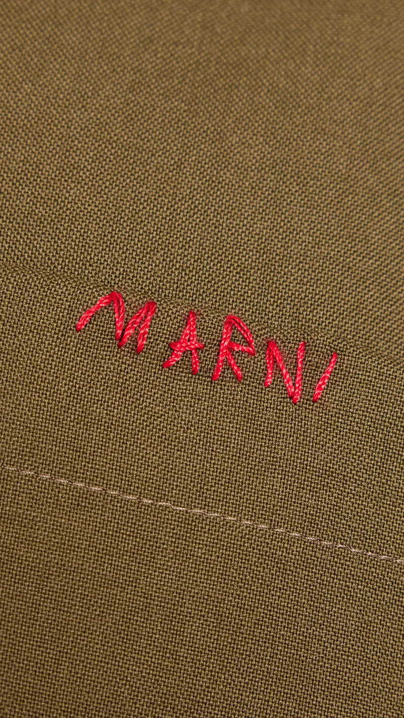 MARNI DEEP SAGE TROPICAL WOOL POCKET SHIRT