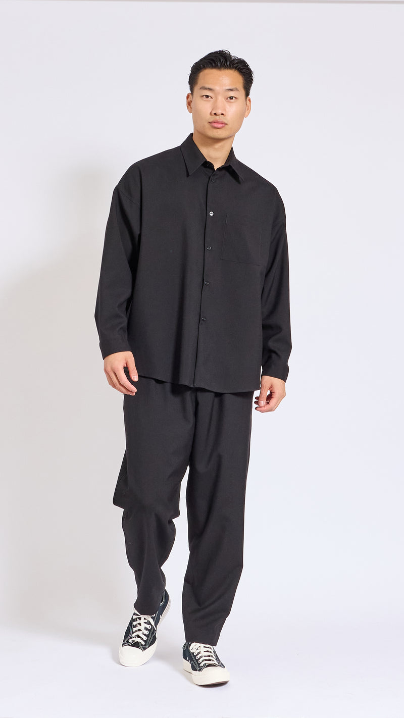 MARNI BLACK TROPICAL WOOL LONG SLEEVE SHIRT