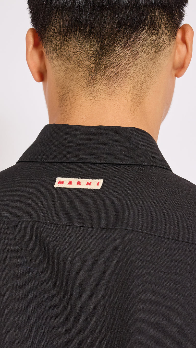 MARNI BLACK TROPICAL WOOL LONG SLEEVE SHIRT