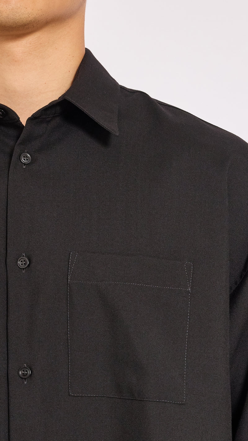 MARNI BLACK TROPICAL WOOL LONG SLEEVE SHIRT