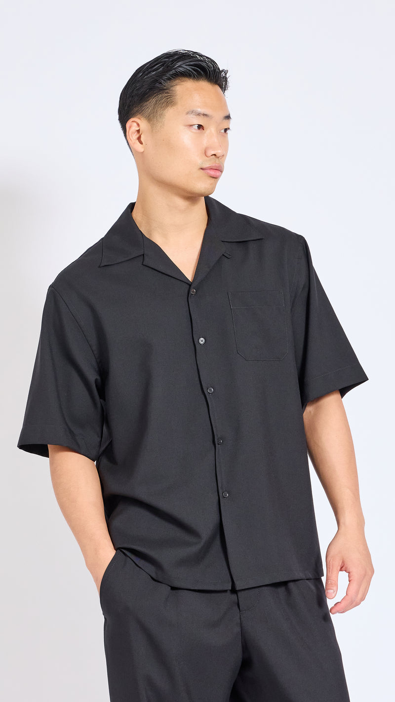 MARNI BLACK TROPICAL WOOL POCKET SHIRT
