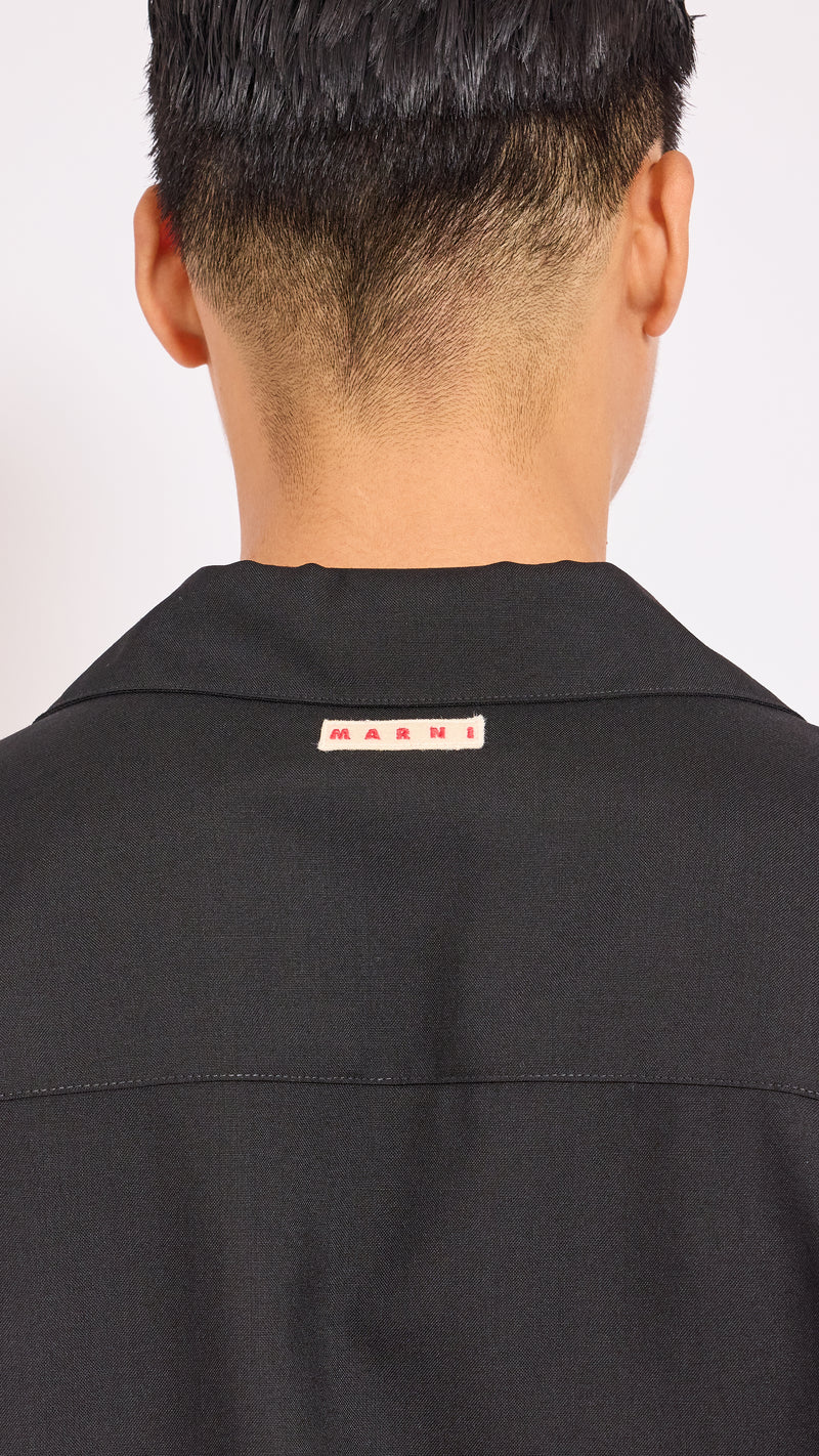 MARNI BLACK TROPICAL WOOL POCKET SHIRT