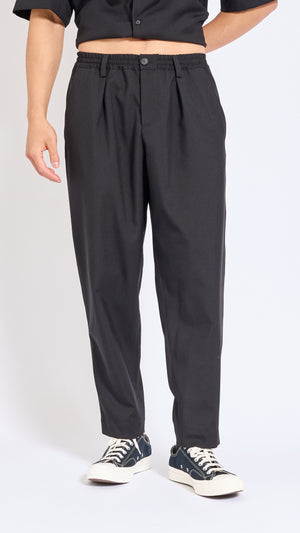 MARNI BLACK TROPICAL WOOL ELASTIC WAIST PANTS