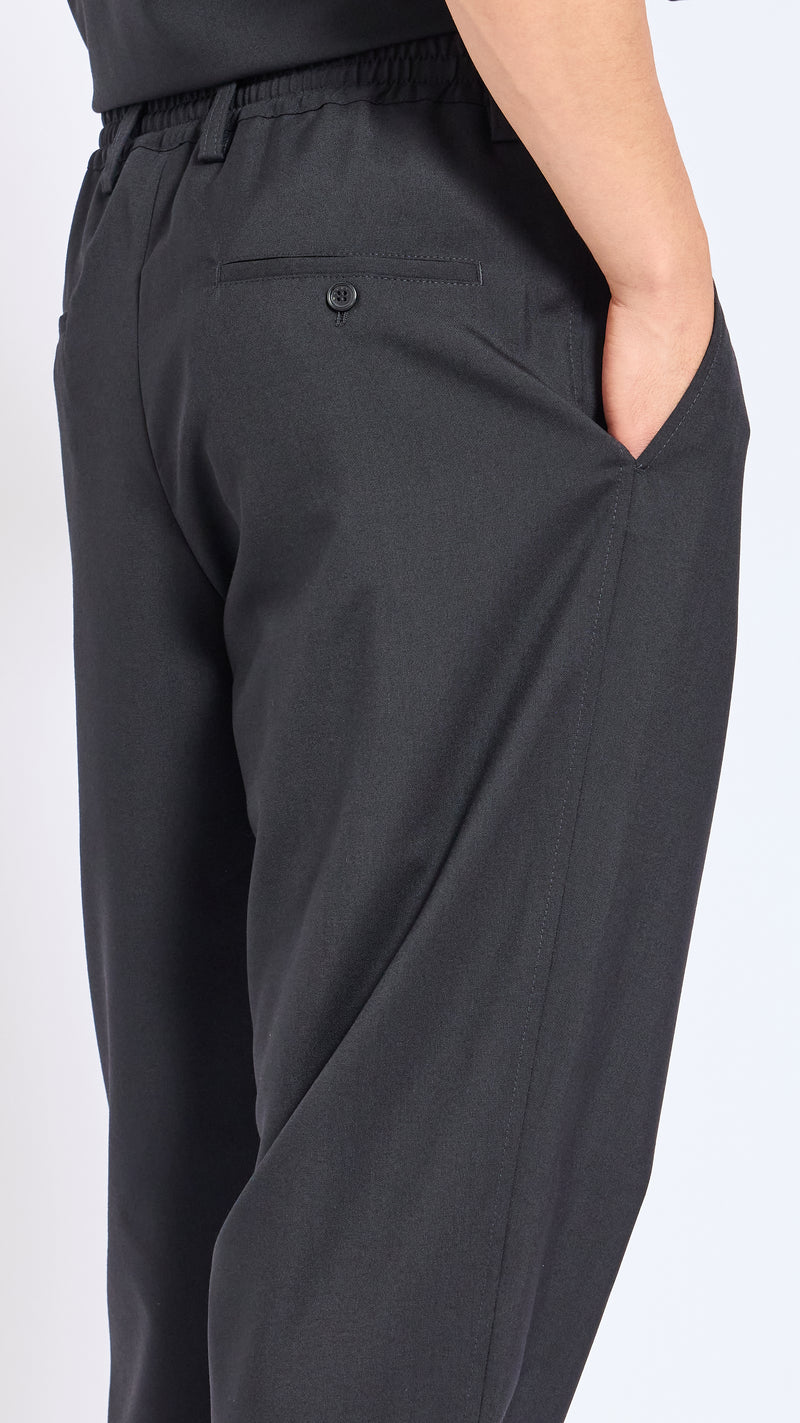 MARNI BLACK TROPICAL WOOL ELASTIC WAIST PANTS