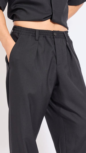 MARNI BLACK TROPICAL WOOL ELASTIC WAIST PANTS