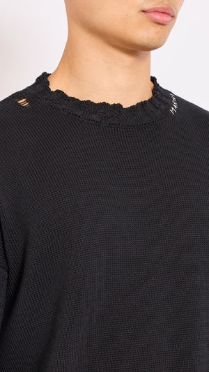 MARNI BLACK TWISTED DECONSTRUCTED CREWNECK SWEATER