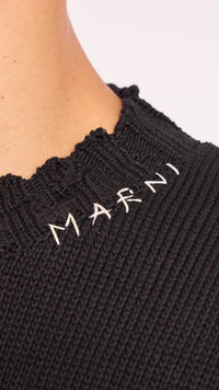 MARNI BLACK TWISTED DECONSTRUCTED CREWNECK SWEATER