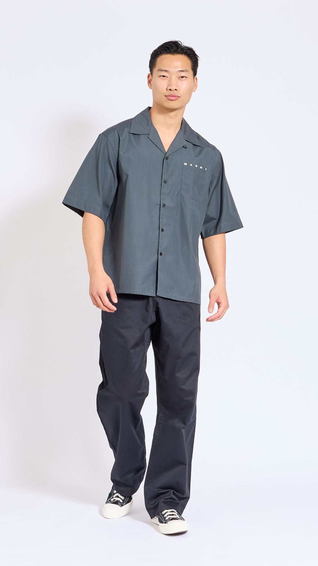 MARNI DARK ASH PEAKABOO LOGO SHIRT