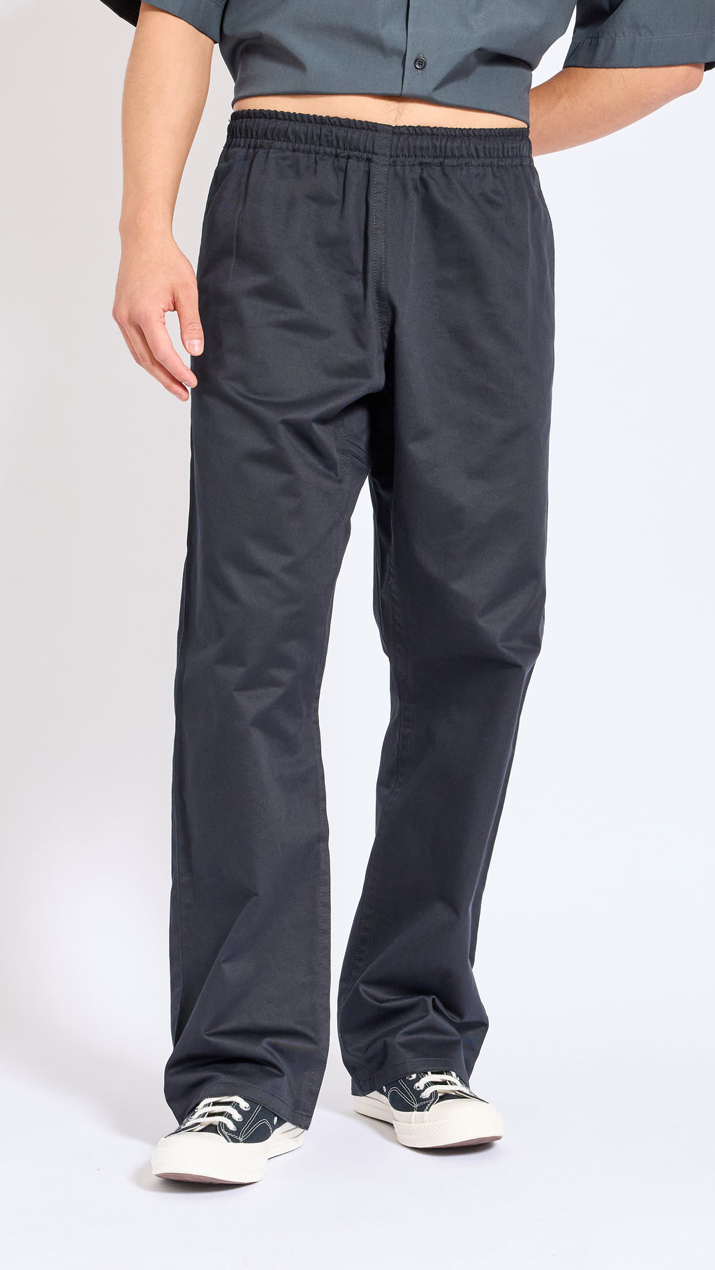 MARNI BLACK COTTON GABERDINE STRAIGHT LEG PANTS