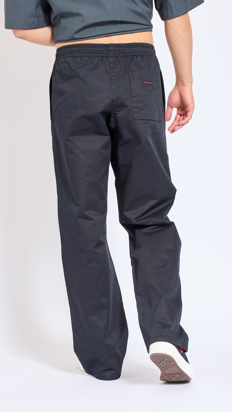 MARNI BLACK COTTON GABERDINE STRAIGHT LEG PANTS
