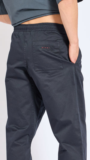 MARNI BLACK COTTON GABERDINE STRAIGHT LEG PANTS