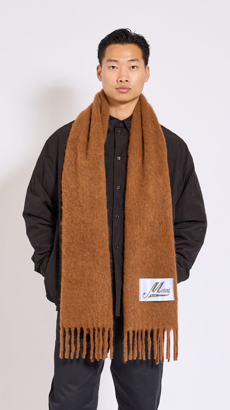 MARNI BROWN BRUSHED ALPACA SCARF