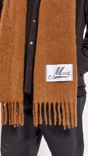 MARNI BROWN BRUSHED ALPACA SCARF