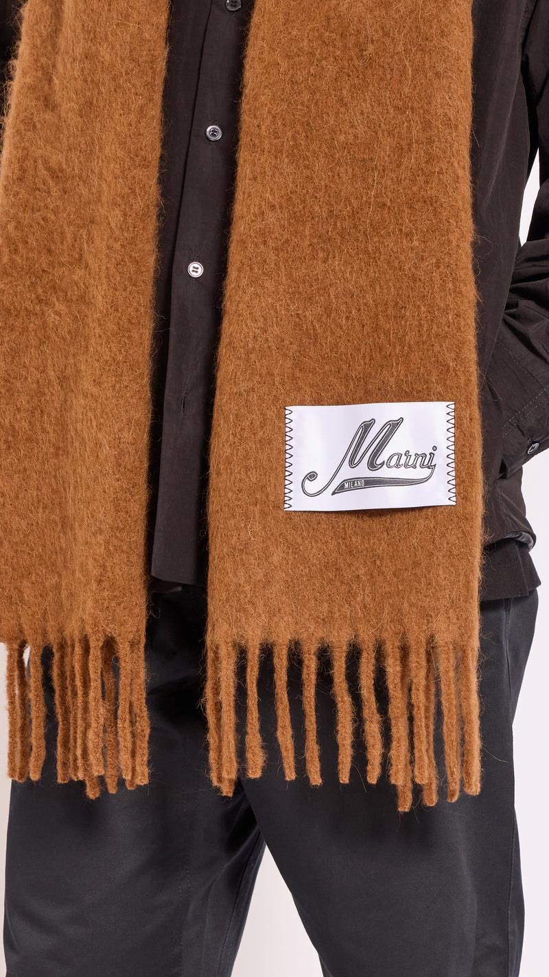 MARNI BROWN BRUSHED ALPACA SCARF