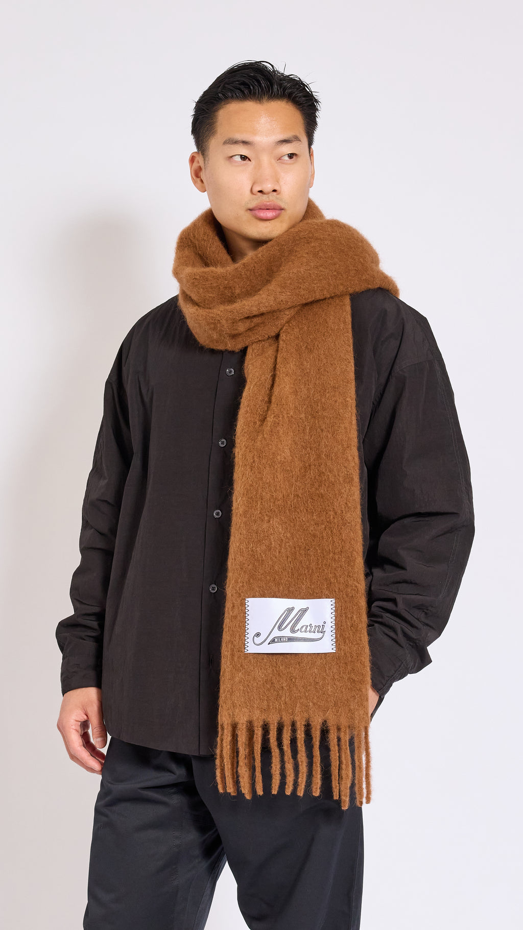 MARNI BROWN BRUSHED ALPACA SCARF
