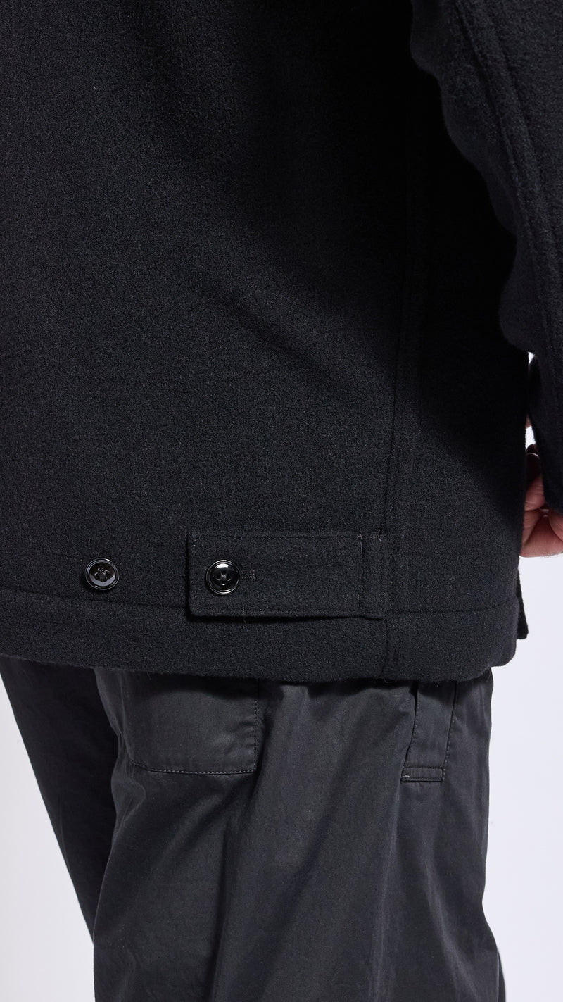 LEMAIRE BLACK WOOK BOXY PEACOAT